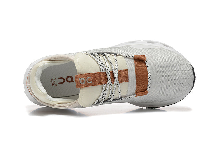 New On Cloud Cloudnova Running Shoes White Pearl Brown Shoe