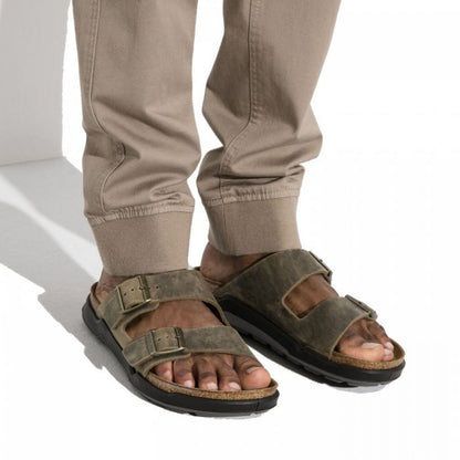 Birkenstock Men's Arizona Cross Town Oiled Leather in Faded Khaki
