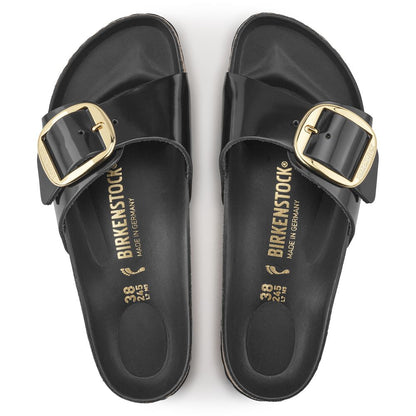 Birkenstock Women's Madrid Big Buckle Oiled Leather in High Shine Black