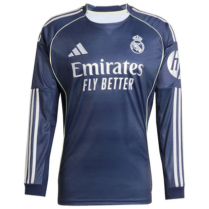 Kylian Mbappé Real Madrid 2025/26 Away Long Sleeve Player Soccer Shirt - Blue