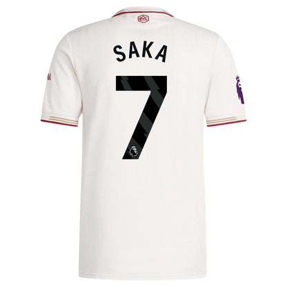 Bukayo Saka Arsenal 2025/26 Third Player Soccer Shirt - White