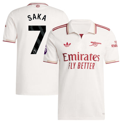 Bukayo Saka Arsenal 2025/26 Third Player Soccer Shirt - White