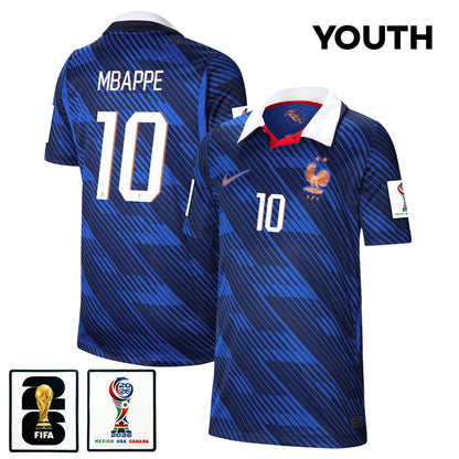 Kylian Mbappé 10 Youth France National Team 2026 Home Jersey - Blue