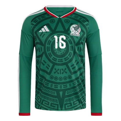 Julián Quiñones 16 Mexico National Team 2026 Home Long Sleeve Jersey - Green