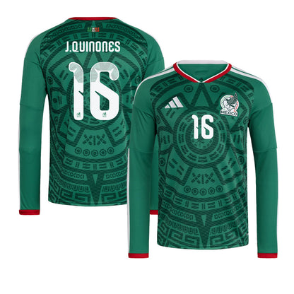 Julián Quiñones 16 Mexico National Team 2026 Home Long Sleeve Jersey - Green
