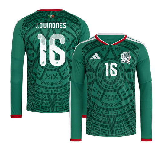 Julián Quiñones 16 Mexico National Team 2026 Home Long Sleeve Jersey - Green