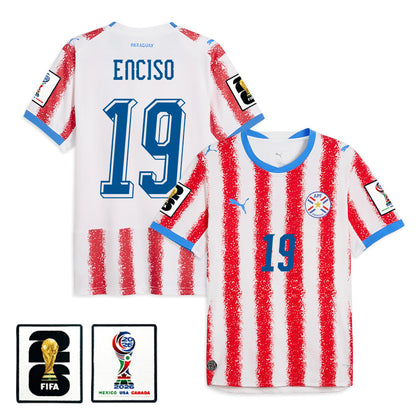 Julio Enciso #19 Paraguay National Team  2026 World Cup Home Jersey - White/Red, Men