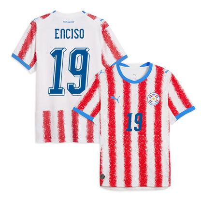 Julio Enciso #19 Paraguay National Team  2026 World Cup Home Jersey - White/Red, Men