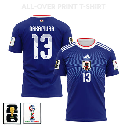 Keito Nakamura #13 Japan  2026 World Cup Home 3D T-Shirt Fully Printed – Unisex, Blue