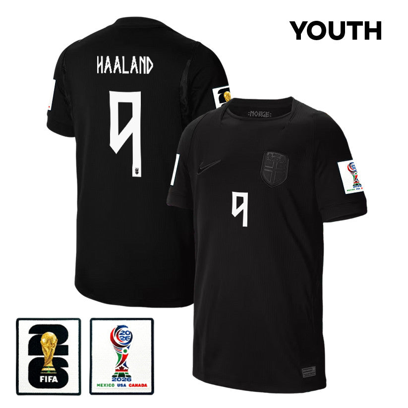 Erling Haaland #9 Youth Norway National Team 2026 World Cup Away Jersey - Black