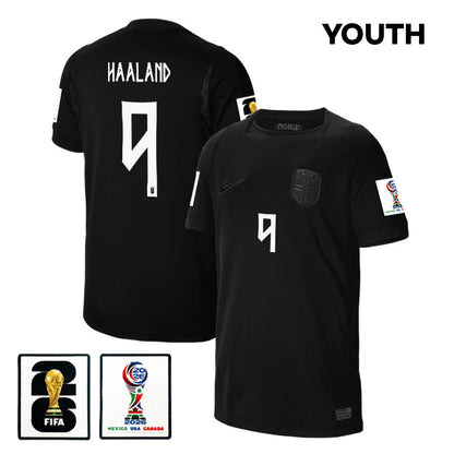 Erling Haaland #9 Youth Norway National Team 2026 World Cup Away Jersey - Black