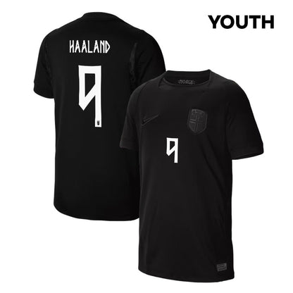 Erling Haaland #9 Youth Norway National Team 2026 World Cup Away Jersey - Black