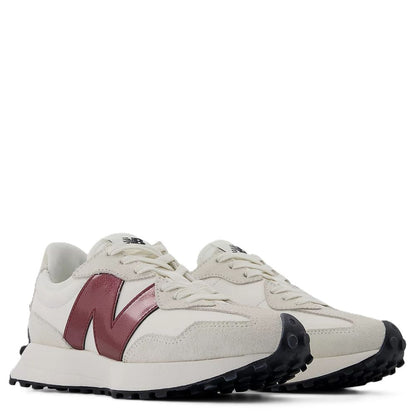 New Balance Women's 327 in Sea Salt with Monarch Burgundy