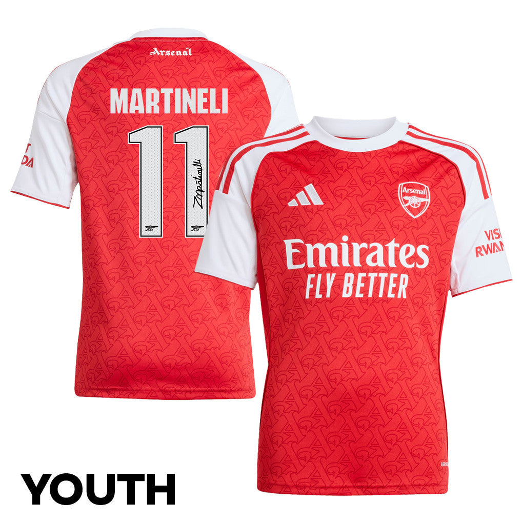 Gabriel Martinelli 11 Signature Arsenal 25/26 Home YOUTH Jersey - White/Red