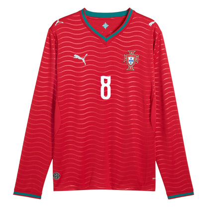 Bruno Fernandes 8 Portugal National Team 2026 Home Long Sleeve Jersey - Red