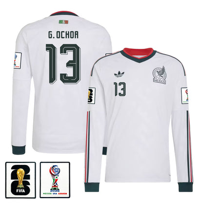 Guillermo Ochoa 13 Mexico National Team 2026 Away Long Sleeve Jersey - White