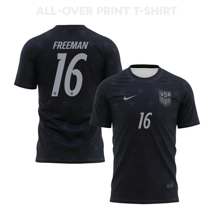 Alex Freeman 16 USMNT 2026 Away 3D T-Shirt Fully Printed – Unisex, Black