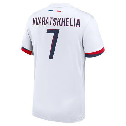 Khvicha Kvaratskhelia Paris Saint-Germain 2024/25 Away Player Soccer Shirt - White