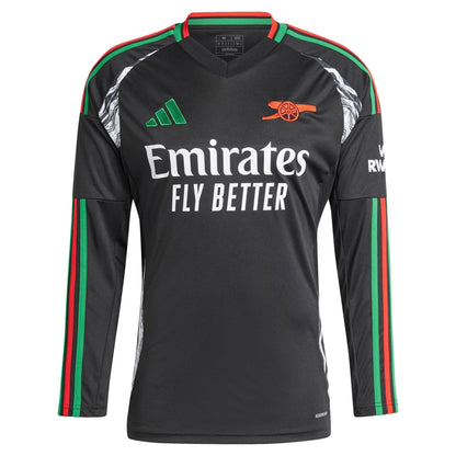 Bukayo Saka Arsenal 2024/25 Away Long Sleeve Player Soccer Shirt - Black