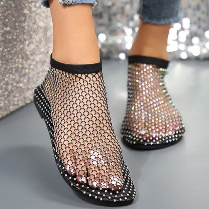 🔥Ultra-comfortable House Shoes in shiny mesh with gems