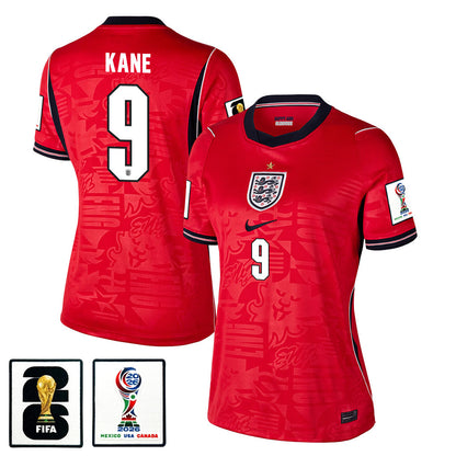 Harry Kane 9 Women's England National Team 2026 Away Jersey - Red