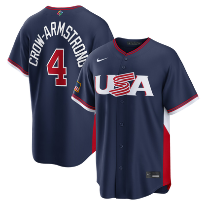 Nike USA Baseball 2026 World Baseball Classic Road Stadium Jersey – Pete Crow-Armstrong – Navy