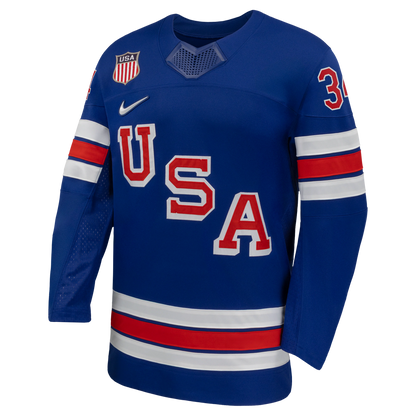 Nike USA Hockey 2026 Home Supporter Edition hockey Jersey – Auston Matthews #34 – Royal Blue