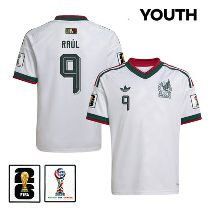 Raúl Jiménez #9 Youth Mexico National Team World Cup 2026 Away Jersey - White