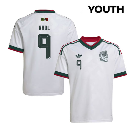 Raúl Jiménez #9 Youth Mexico National Team World Cup 2026 Away Jersey - White