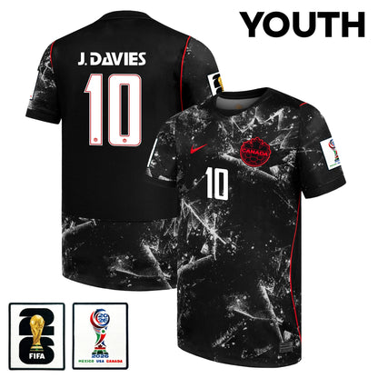 Jonathan David #10 Youth Canada National Team World Cup 2026 Away Jersey - Black