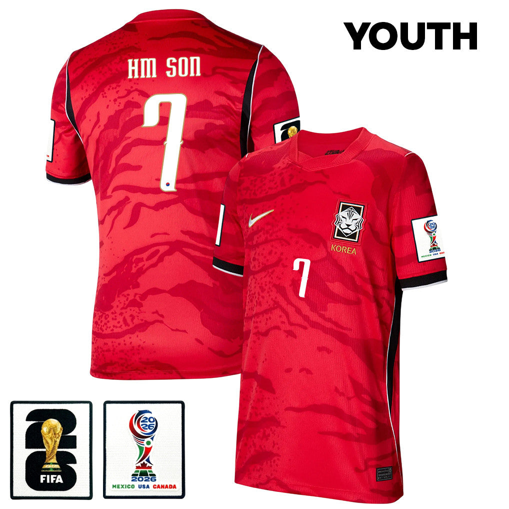 Son Heung-min #7 Youth South Korea National Team World Cup 2026 Home Jersey - Red