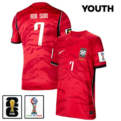 Son Heung-min #7 Youth South Korea National Team World Cup 2026 Home Jersey - Red