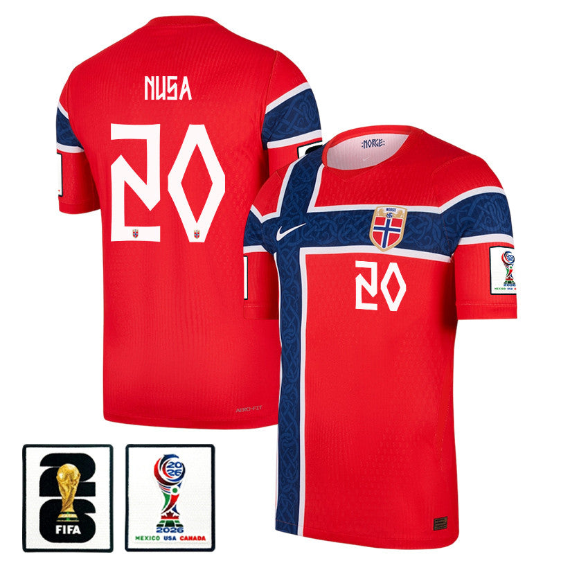 Antonio Nusa #20 Norway National Team 2026 World Cup Patch Home Jersey - Red, Men