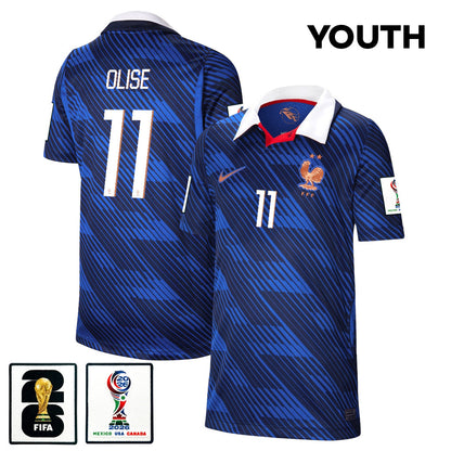 Michael Olise 11 Youth France National Team 2026 Home Jersey - Blue