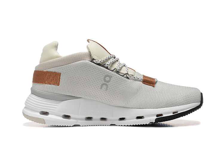 New On Cloud Cloudnova Running Shoes White Pearl Brown Shoe