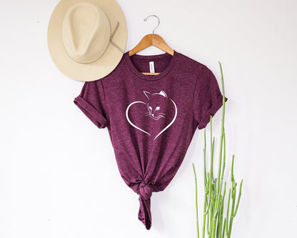 Cat Heart Women's T-shirt, Cat Heart Shirt, Cute Cat Shirt, Cat Lover Shirt, Gift For Cat Lover, Funny Cat T Shirt, Cat mom shirt, Cat Gift
