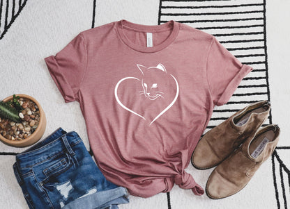 Cat Heart Women's T-shirt, Cat Heart Shirt, Cute Cat Shirt, Cat Lover Shirt, Gift For Cat Lover, Funny Cat T Shirt, Cat mom shirt, Cat Gift