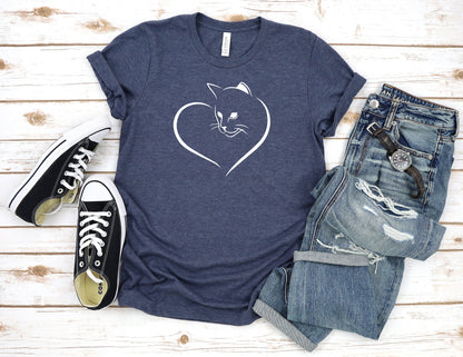 Cat Heart Women's T-shirt, Cat Heart Shirt, Cute Cat Shirt, Cat Lover Shirt, Gift For Cat Lover, Funny Cat T Shirt, Cat mom shirt, Cat Gift