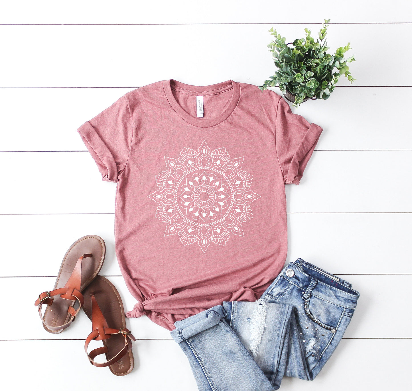 Mandala Shirt, Yoga Shirt, Cute Spring Shirt, Cute Shirt for Woman, Cute Mandala Shirt, Gifts for Her, Flower Shirt Pretty, Minimalist Shirt