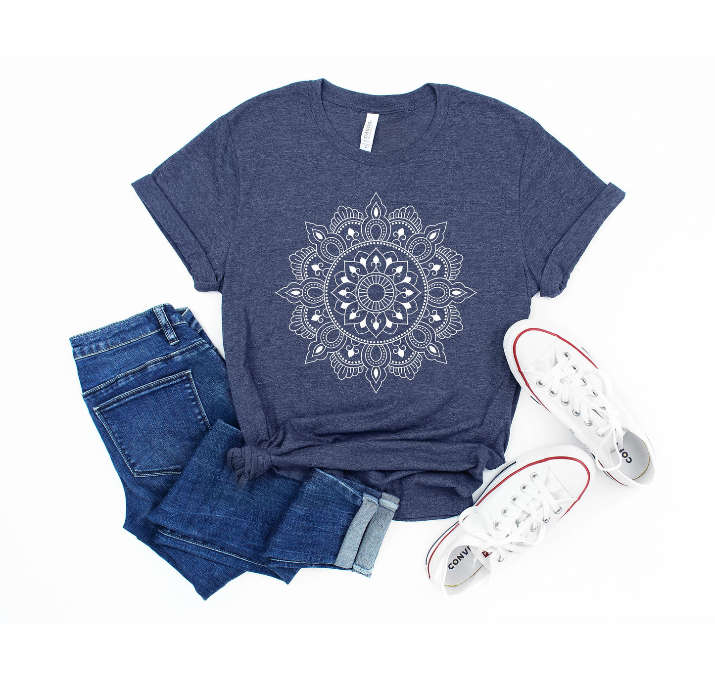 Mandala Shirt, Yoga Shirt, Cute Spring Shirt, Cute Shirt for Woman, Cute Mandala Shirt, Gifts for Her, Flower Shirt Pretty, Minimalist Shirt
