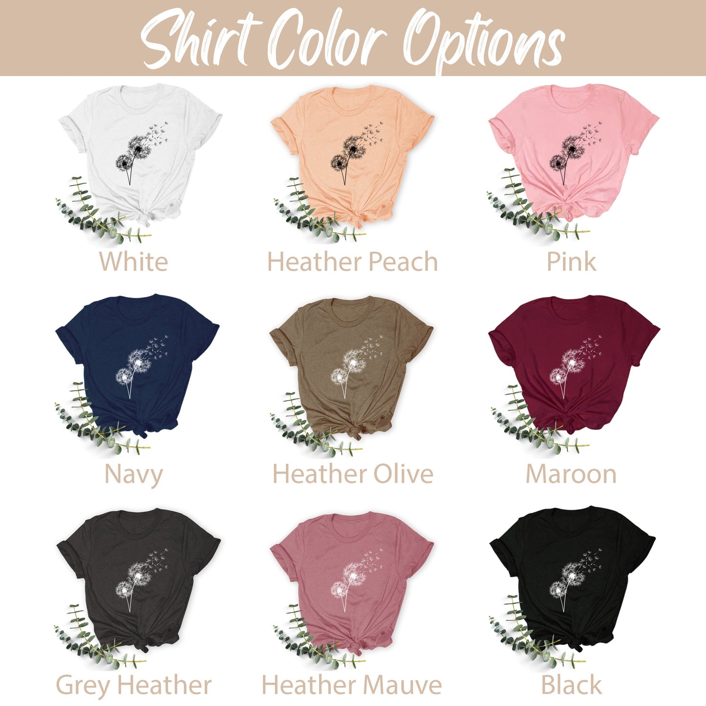 Windflower Tshirt for Women, Dandelion Shirt, Dandelion Tshirt for her, Wildflower Shirt, Nature Lover Gift for Women, Dandelion Shirt Women