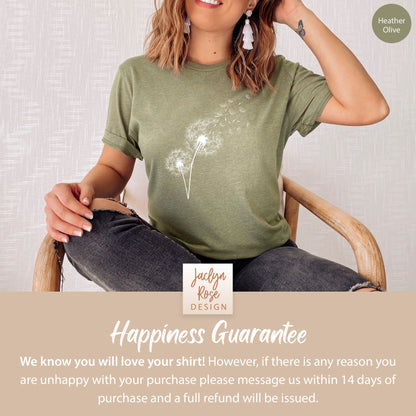 Windflower Tshirt for Women, Dandelion Shirt, Dandelion Tshirt for her, Wildflower Shirt, Nature Lover Gift for Women, Dandelion Shirt Women