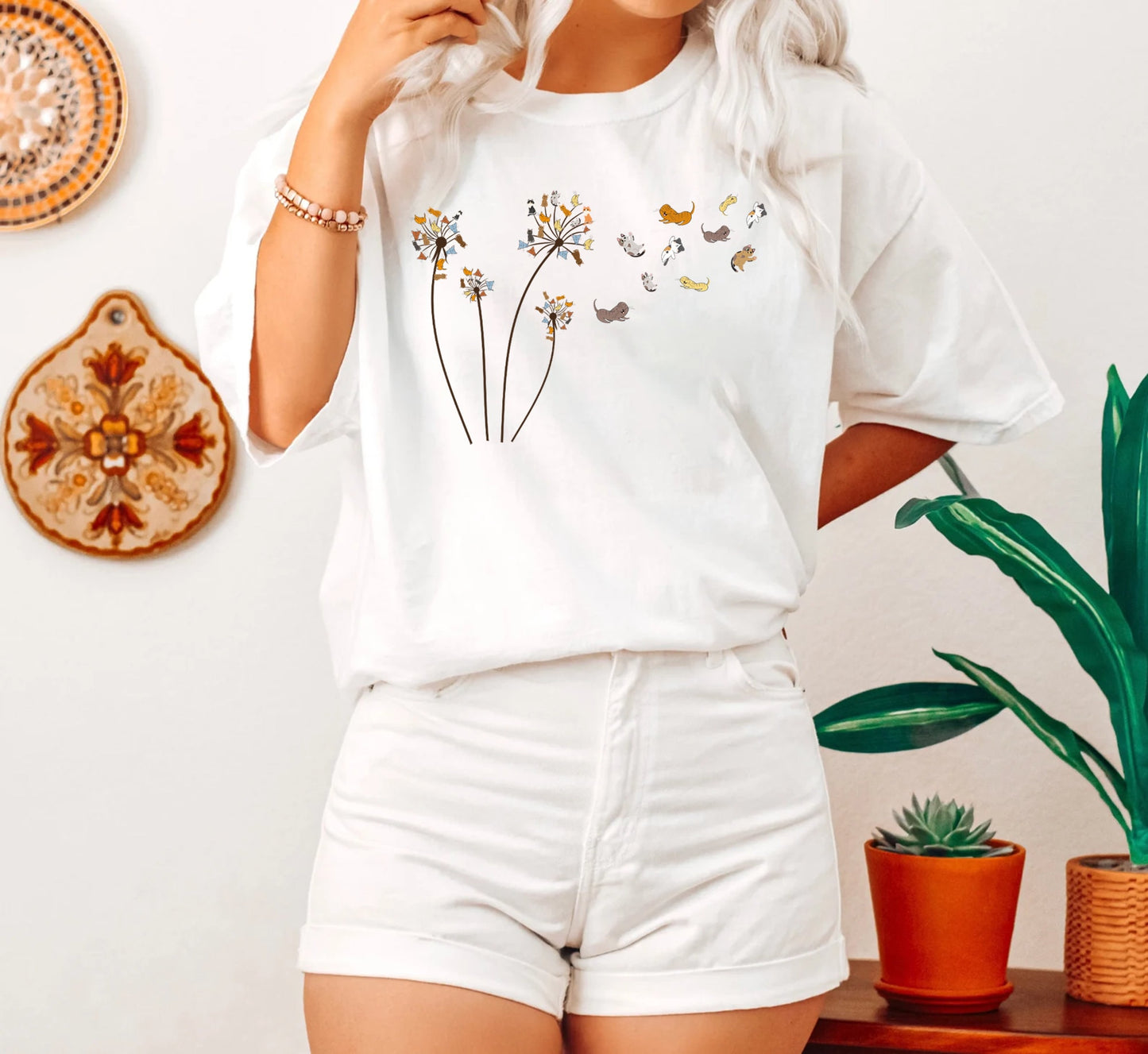 Cats Flower Fly Dandelion Shirt, Cute Cat Lover T-Shirt, Cat Lover Gift, Funny Cat Shirt, Summer Shirt, Cool Cat, Cat Shirt, Cat Lover Gift