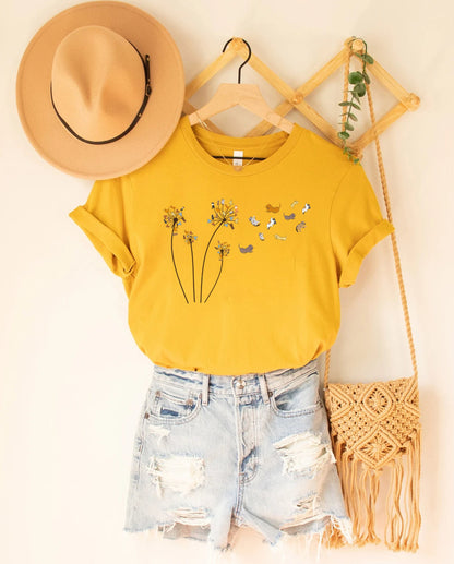 Cats Flower Fly Dandelion Shirt, Cute Cat Lover T-Shirt, Cat Lover Gift, Funny Cat Shirt, Summer Shirt, Cool Cat, Cat Shirt, Cat Lover Gift