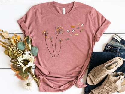 Cats Flower Fly Dandelion Shirt, Cute Cat Lover T-Shirt, Cat Lover Gift, Funny Cat Shirt, Summer Shirt, Cool Cat, Cat Shirt, Cat Lover Gift