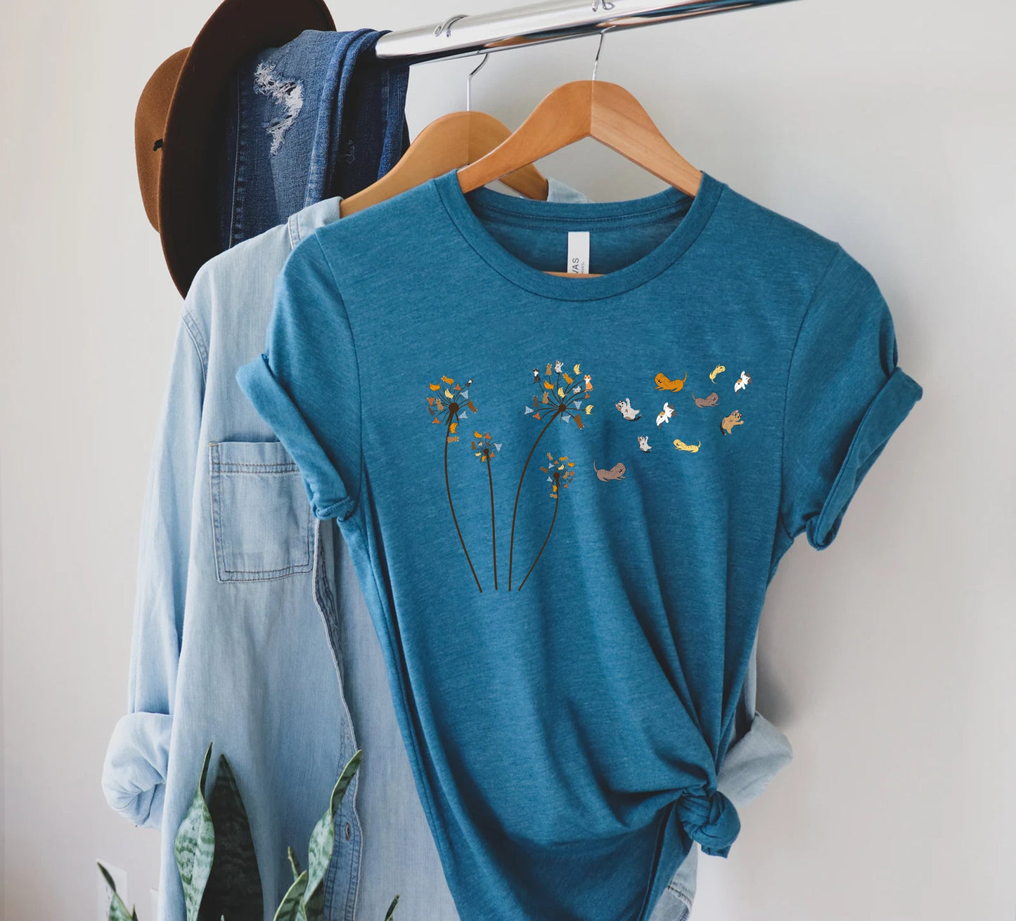 Cats Flower Fly Dandelion Shirt, Cute Cat Lover T-Shirt, Cat Lover Gift, Funny Cat Shirt, Summer Shirt, Cool Cat, Cat Shirt, Cat Lover Gift