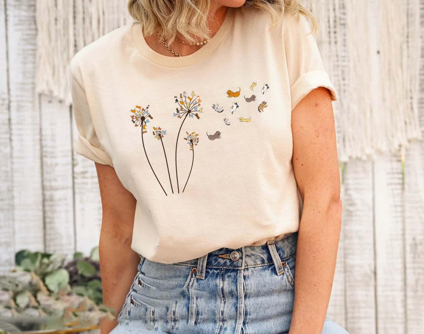 Cats Flower Fly Dandelion Shirt, Cute Cat Lover T-Shirt, Cat Lover Gift, Funny Cat Shirt, Summer Shirt, Cool Cat, Cat Shirt, Cat Lover Gift