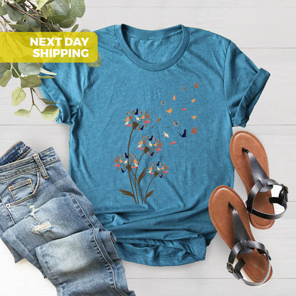 Cats Flower Fly Dandelion Shirt, Funny Cat Shirt, Cat Lover Gift, Summer Shirt,  Cute Cat Lover T-Shirt, Cat Mom Shirt, Christmas Gift