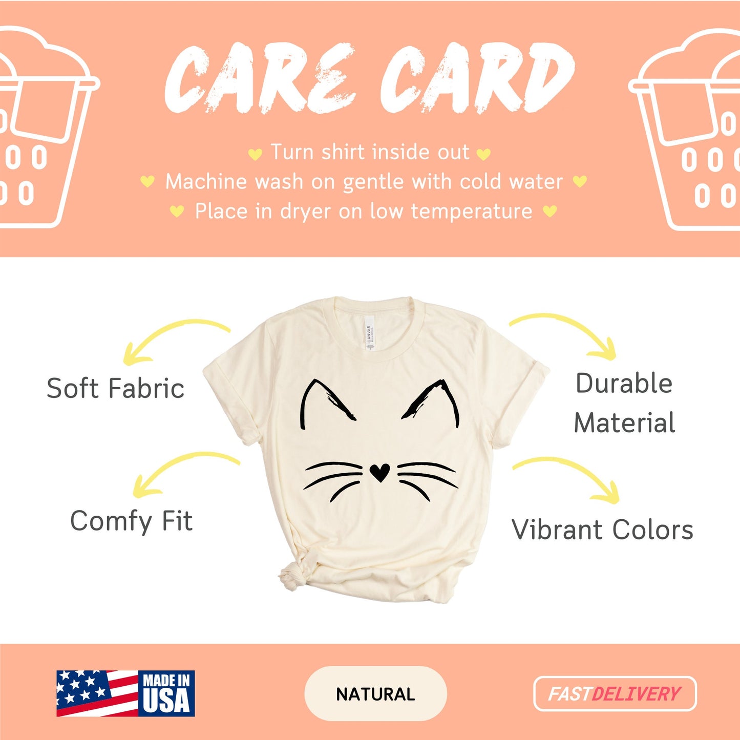 Cat Face Shirt for Women, Cat T Shirt for Her, Gift for Cat Lover for Birthday, Cat Mom TShirt from Daughter, Christmas Gift for Cat Owner