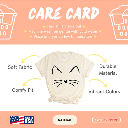 Cat Face Shirt for Women, Cat T Shirt for Her, Gift for Cat Lover for Birthday, Cat Mom TShirt from Daughter, Christmas Gift for Cat Owner